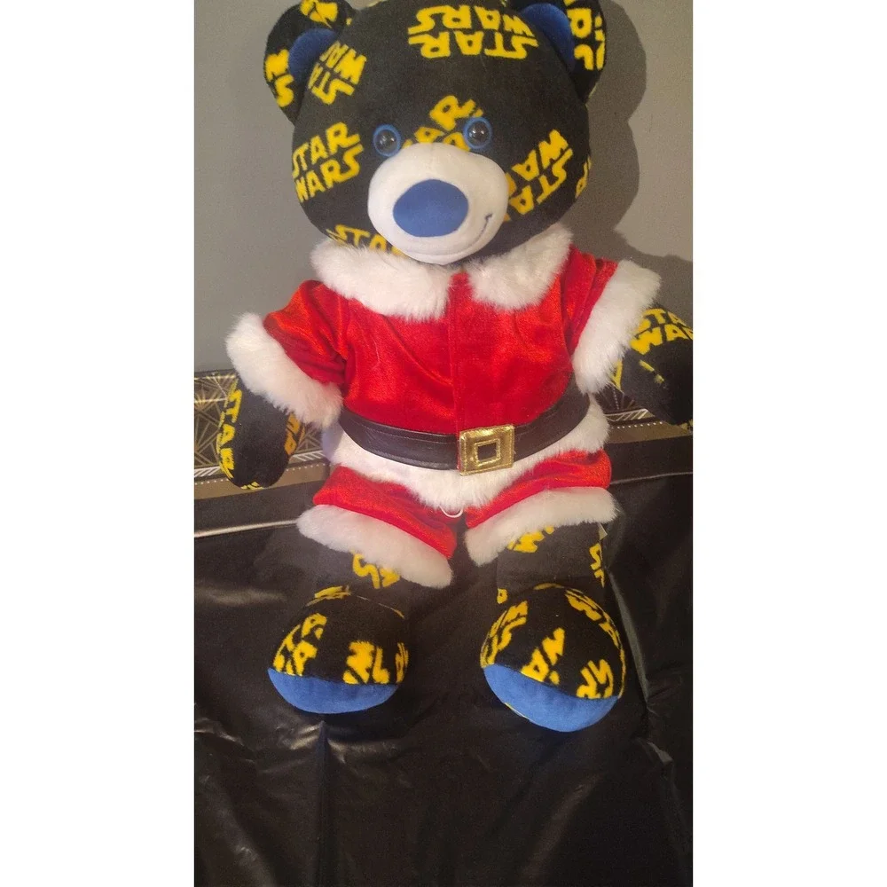 Build-A-Bear Star Wars Santa Bear Black Yellow Logo Plush Holiday Outfit
